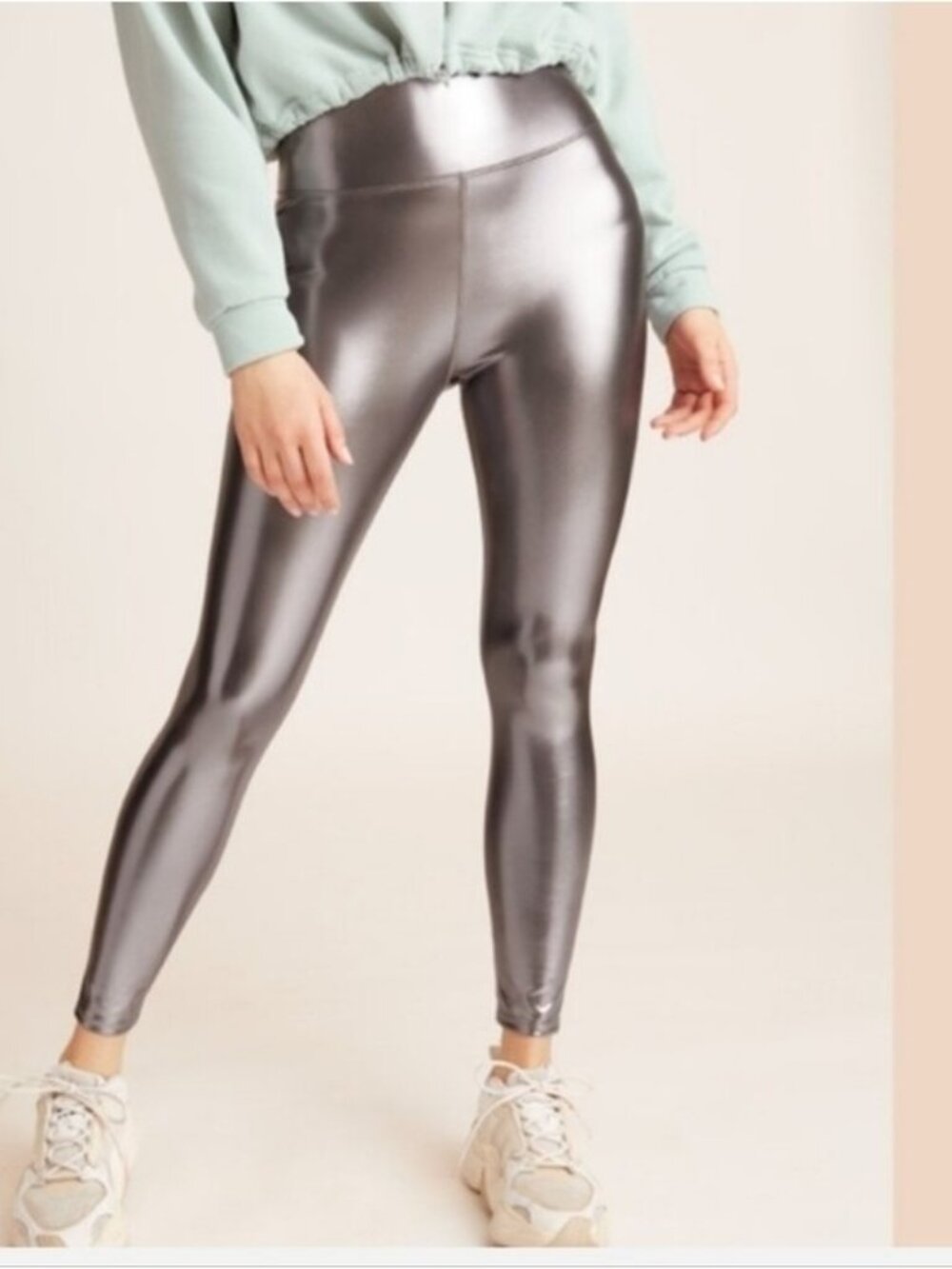 knix pants + Bird's XXL Titanium Papaya Metallic Silver Leggings